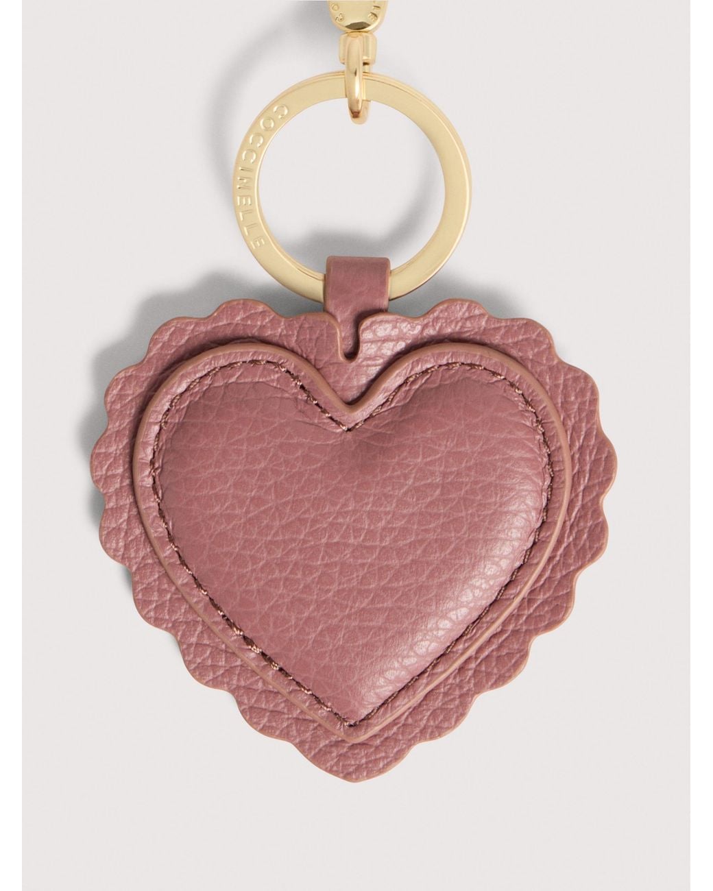 Coccinelle Pink Grained Leather Key Ring Leather Lace