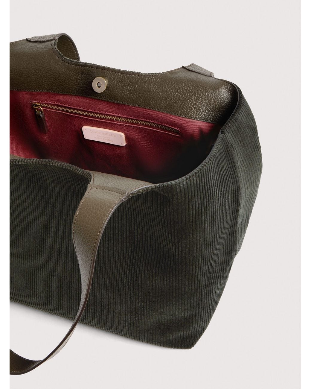 Coccinelle Black Corduroy Fabric Tote Bag C-Easy Large
