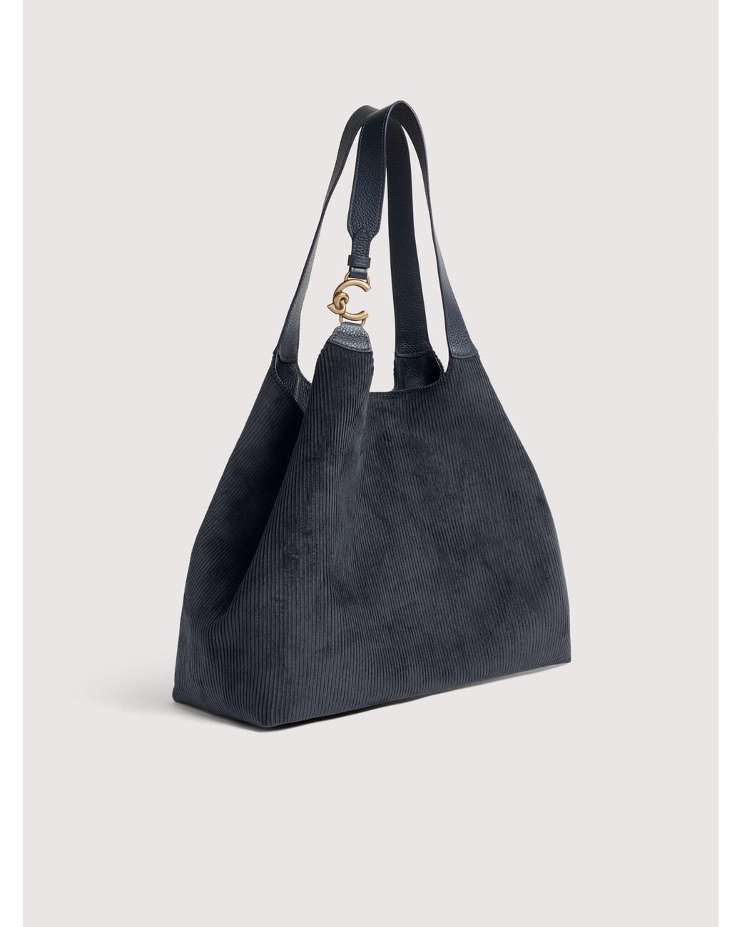 Coccinelle Blue Corduroy Fabric Tote Bag C-Easy Large