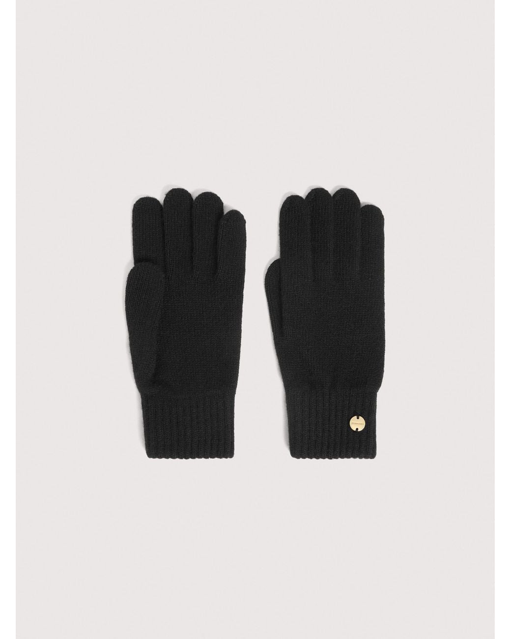 Coccinelle Black Wool-Blend Gloves Logo