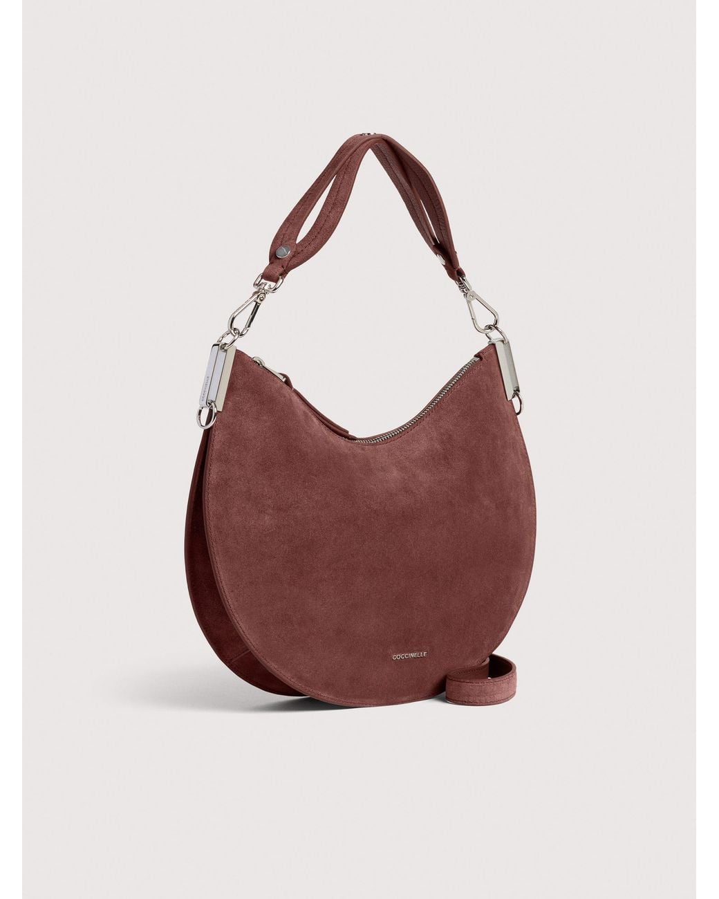 Coccinelle Pink Grained Leather Shoulder Bag Sunup Medium