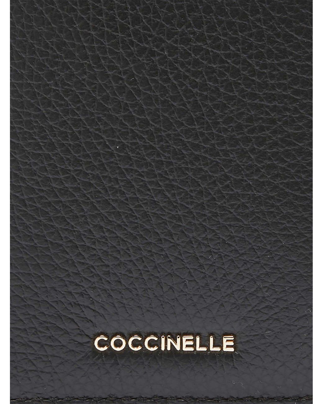 Coccinelle Black Grained Leather Passport Holder Metallic Medium