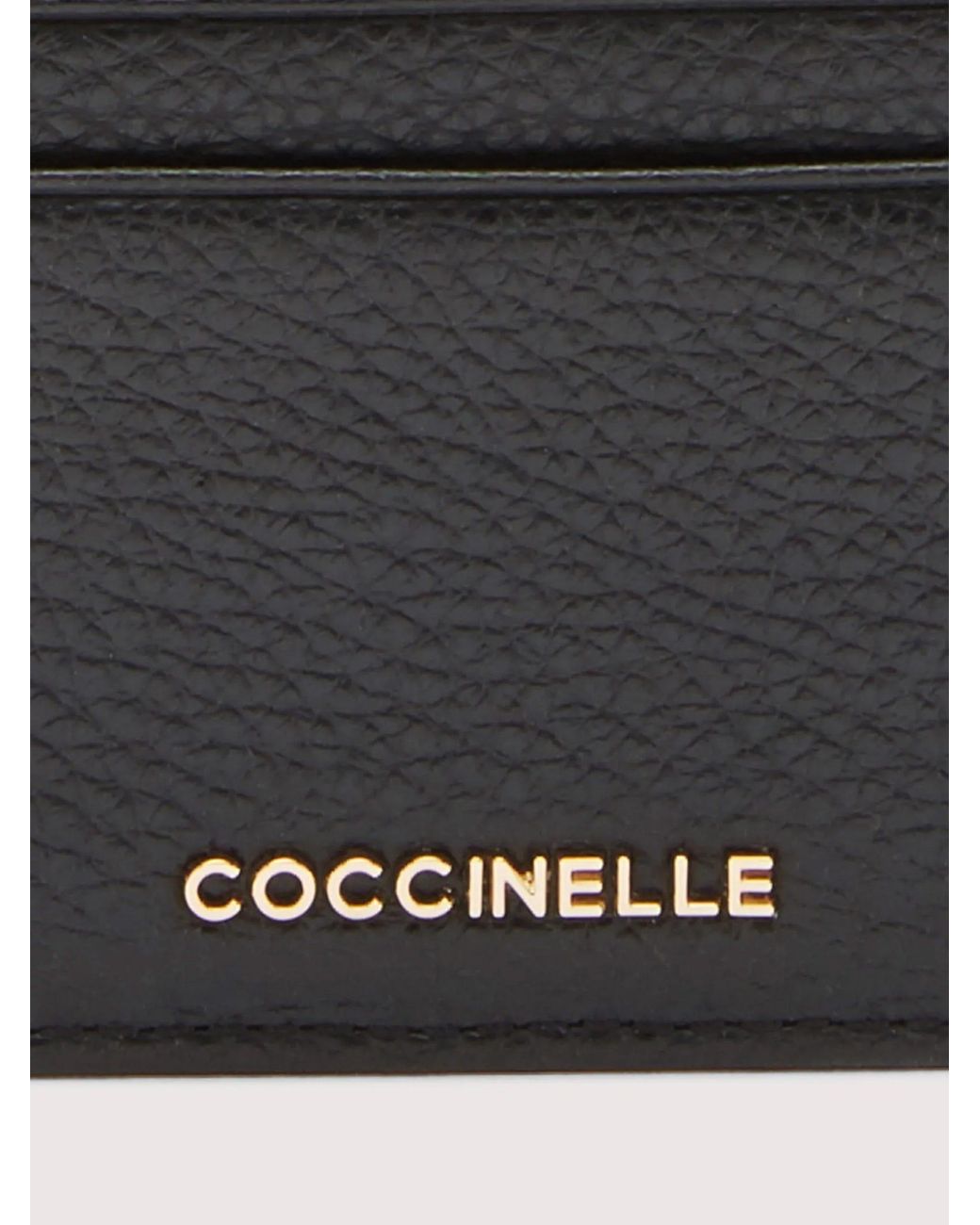 Coccinelle Black Grainy Leather Card Holder Metallic Small