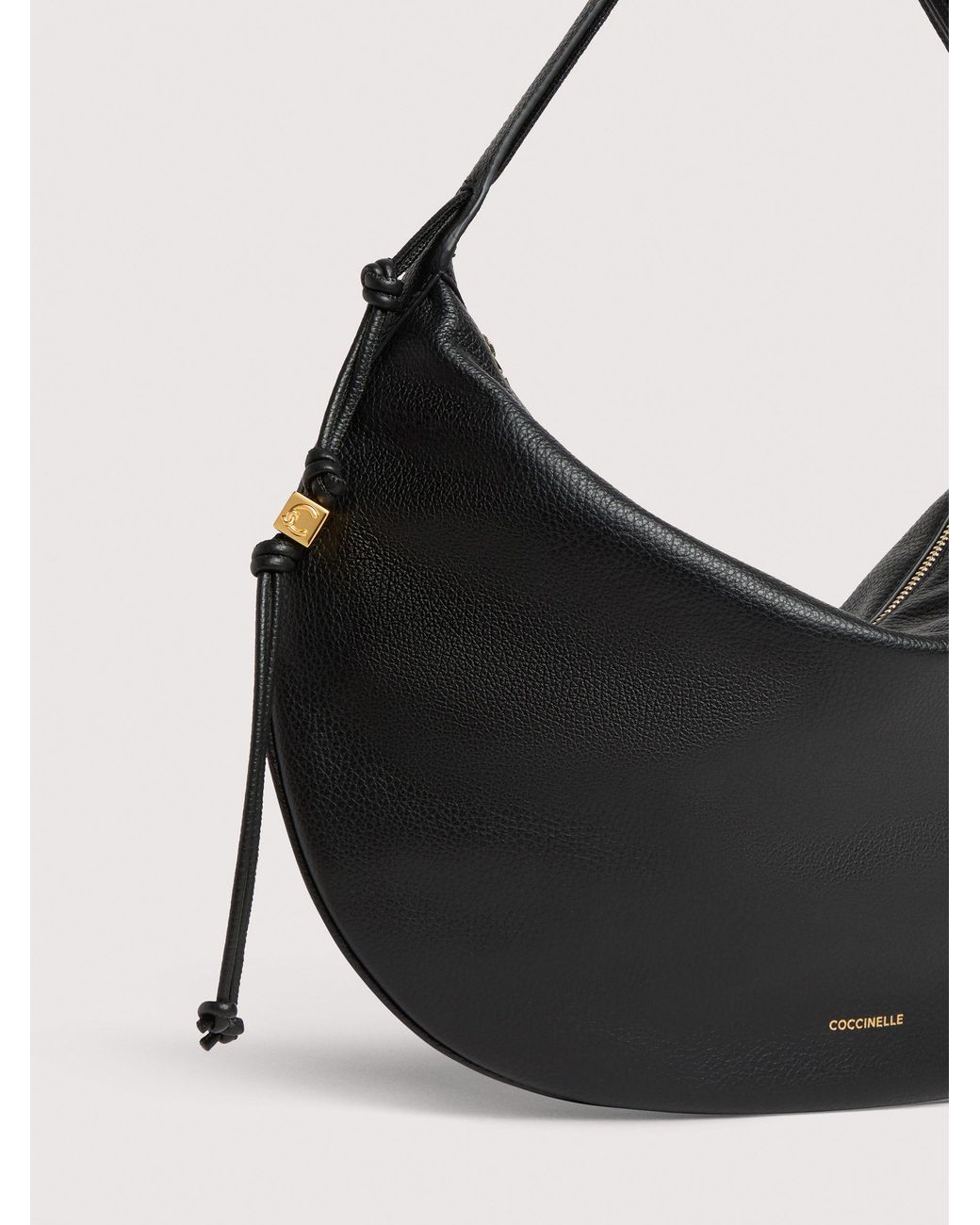 Coccinelle Black Grained Leather Shoulder Bag Thess Large