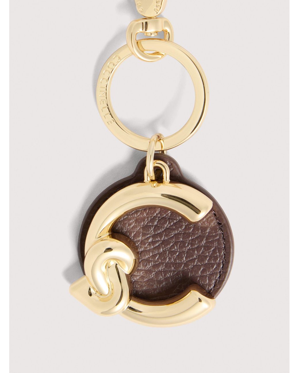 Coccinelle Natural Leather And Metal Key Ring C-Me