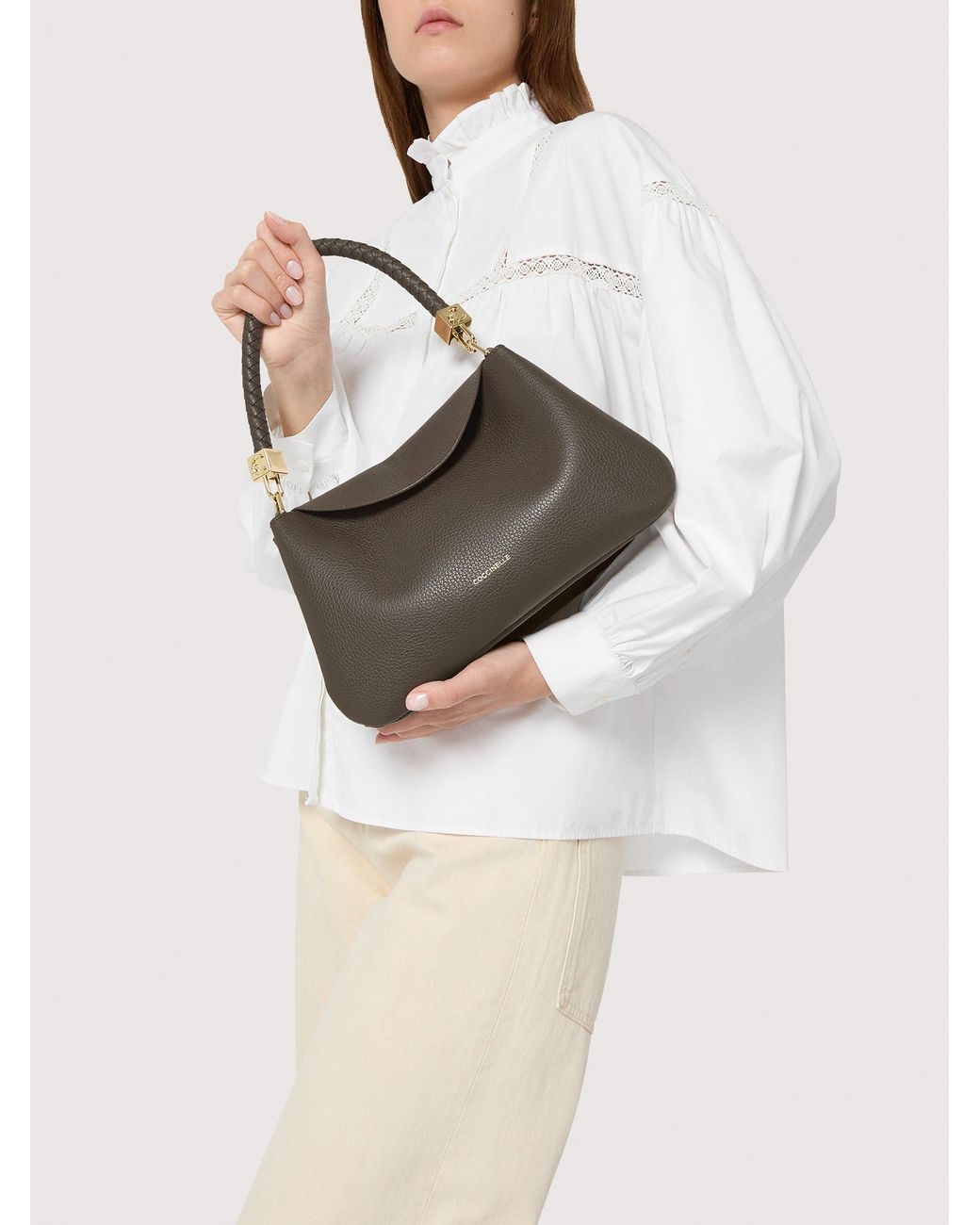 Coccinelle Natural Grained Leather Handbag Tiggy Small