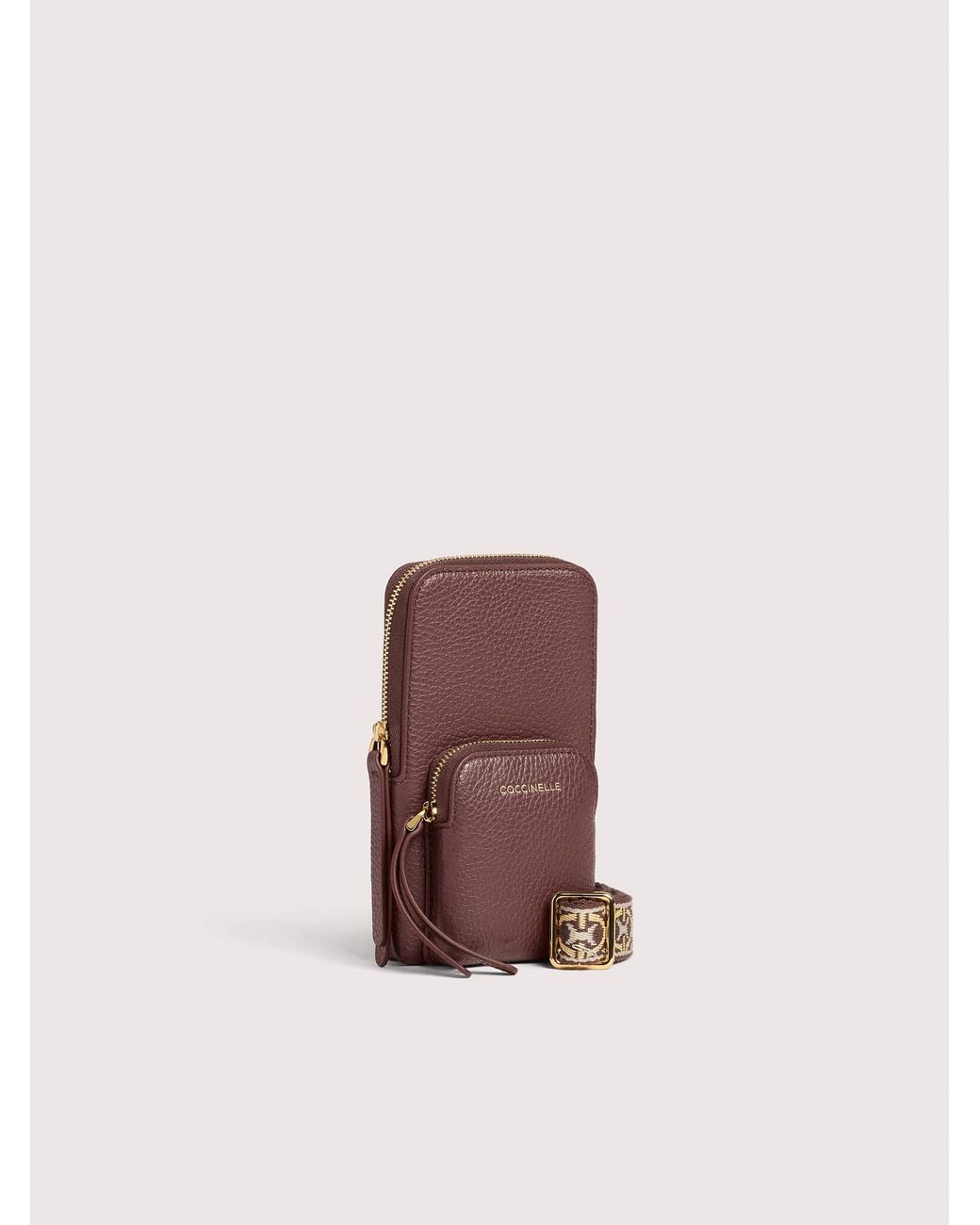 Coccinelle Purple Grained Leather Phone Holder Pixie Mini