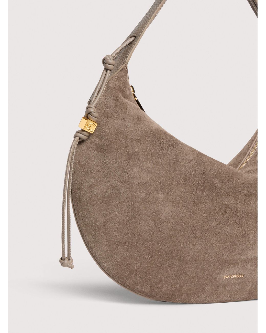 Coccinelle Gray Suede Shoulder Bag Thess Large