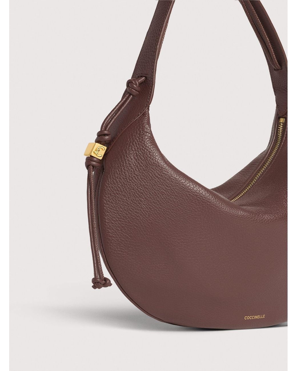 Coccinelle Pink Grained Leather Shoulder Bag Thess Medium