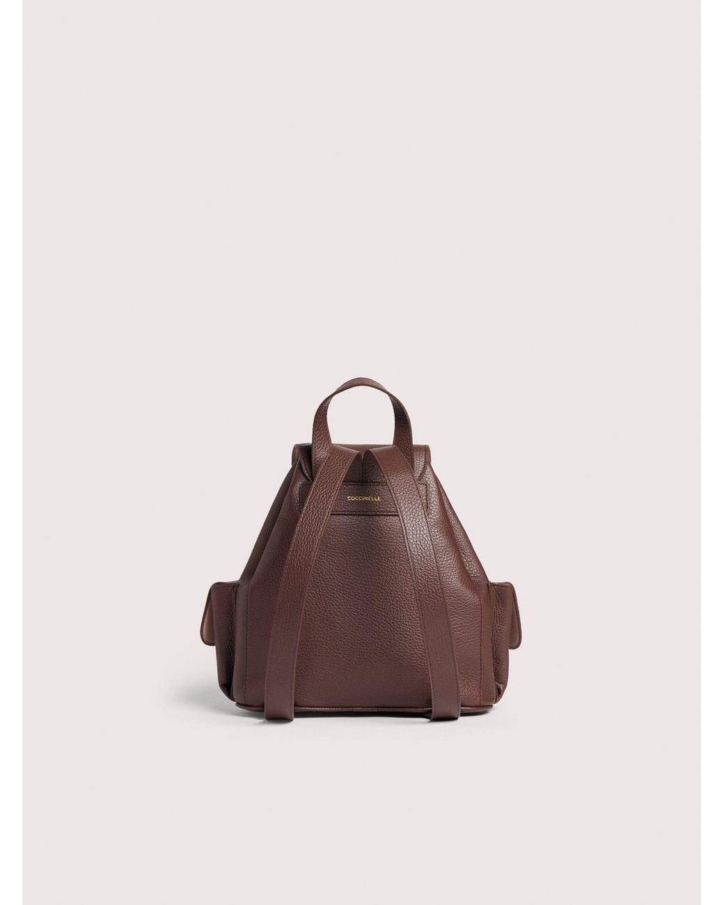Coccinelle Pink Grained Leather Backpack Mavery Pocket Medium