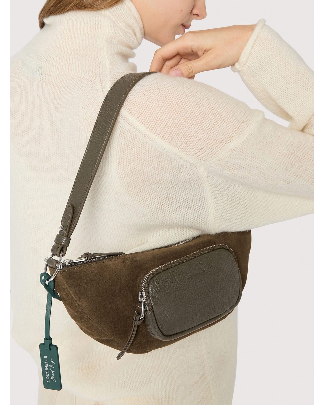 Coccinelle Natural Suede Crossbody Bag Smart To Go Baki Small