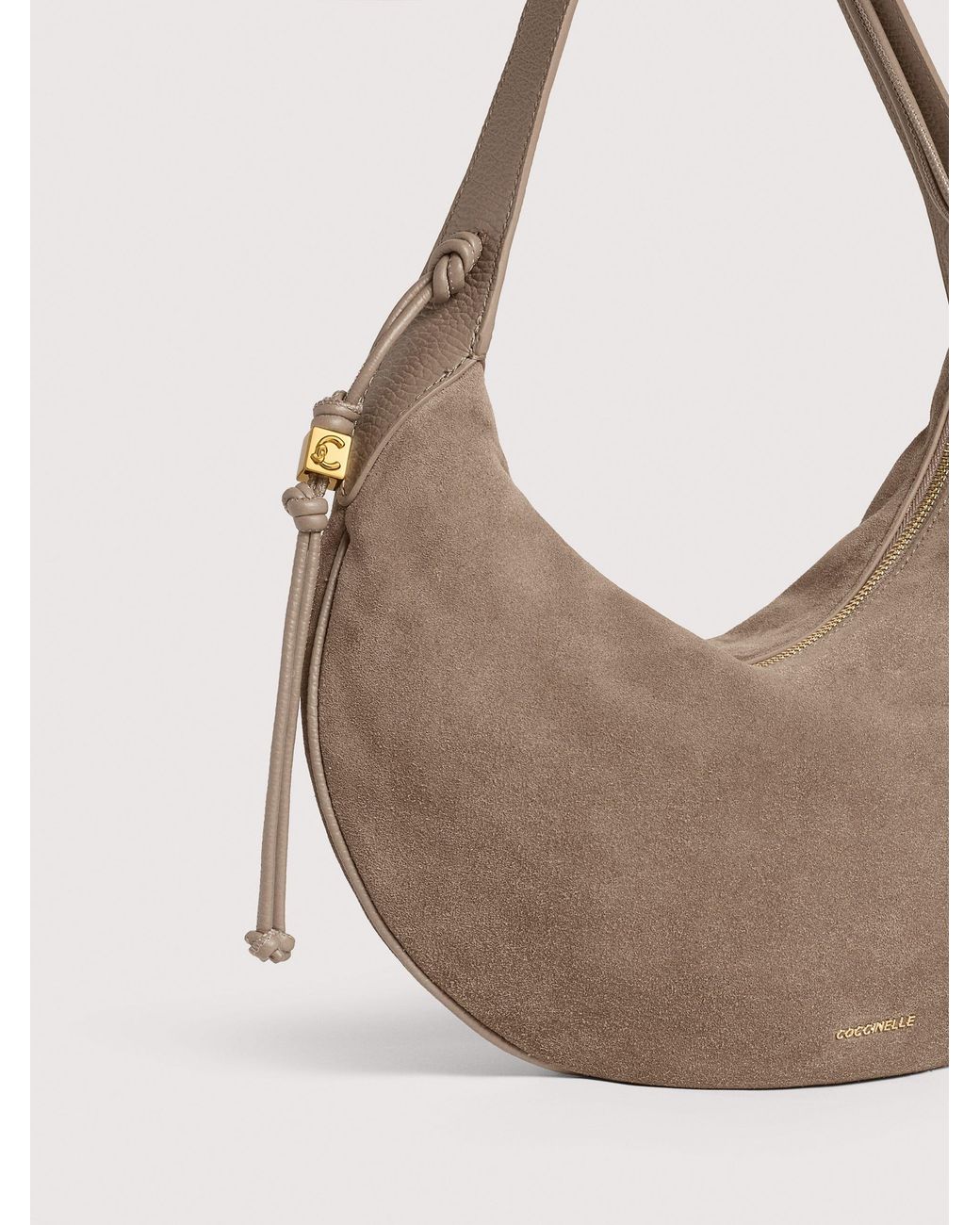 Coccinelle Natural Suede Shoulder Bag Thess Medium