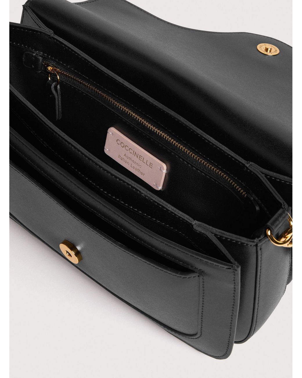 Coccinelle Black Smooth Calf Leather Shoulder Bag C-Me Calf Medium