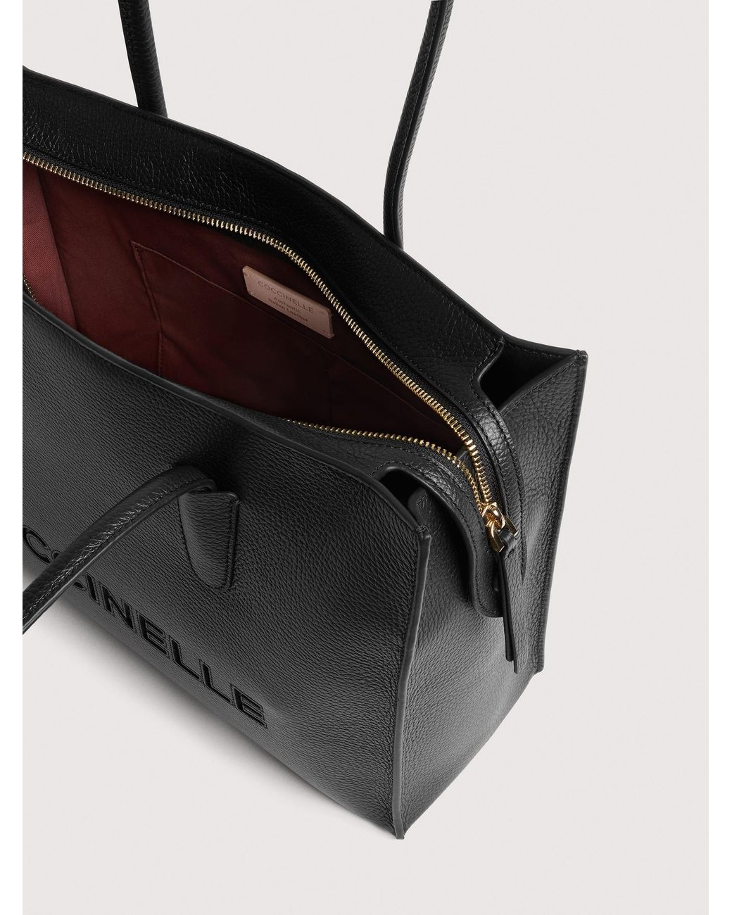 Coccinelle Black Grained Leather Tote Bag Myrtha26 Medium