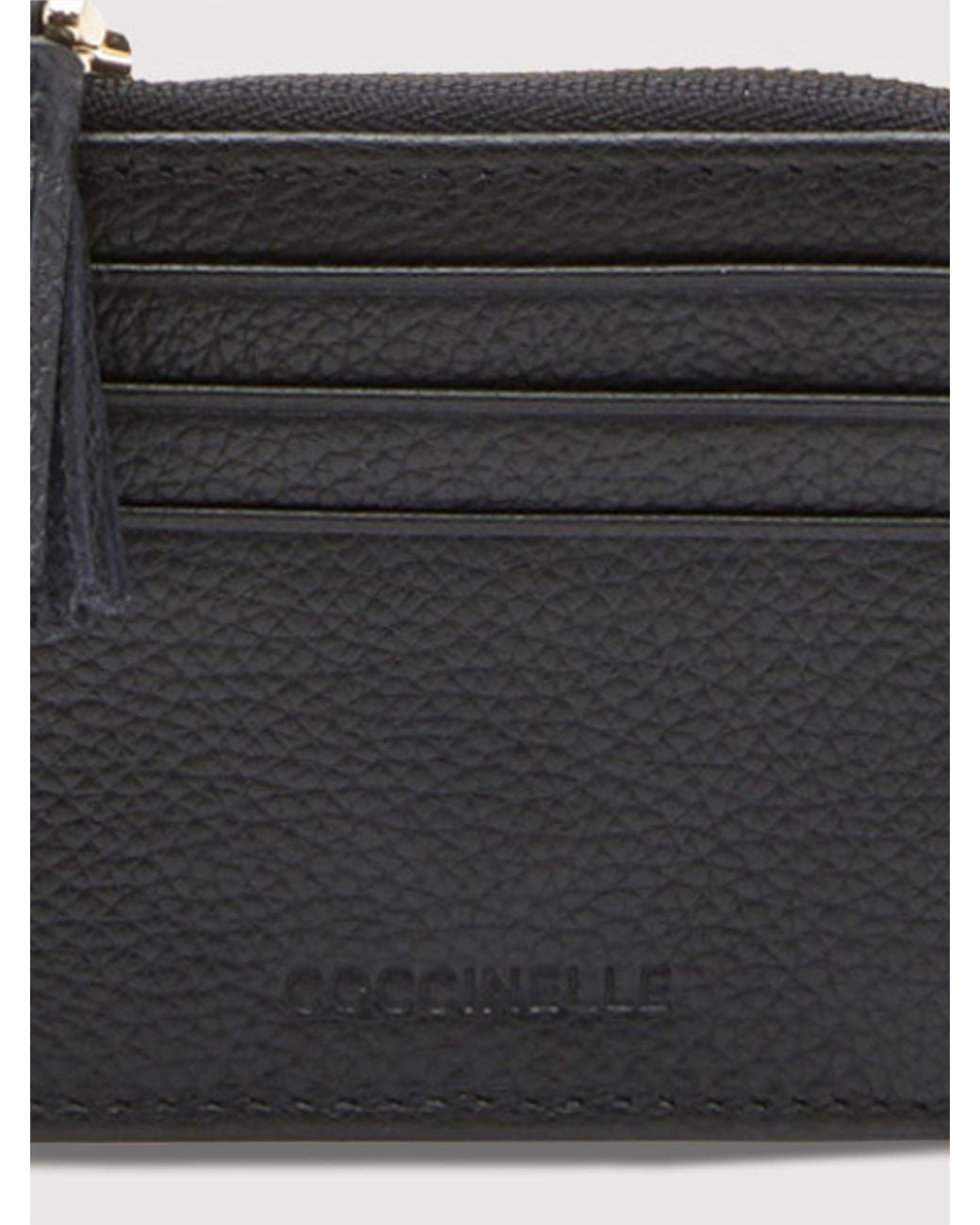 Coccinelle Black Grainy Leather Card Holder Tassel Small