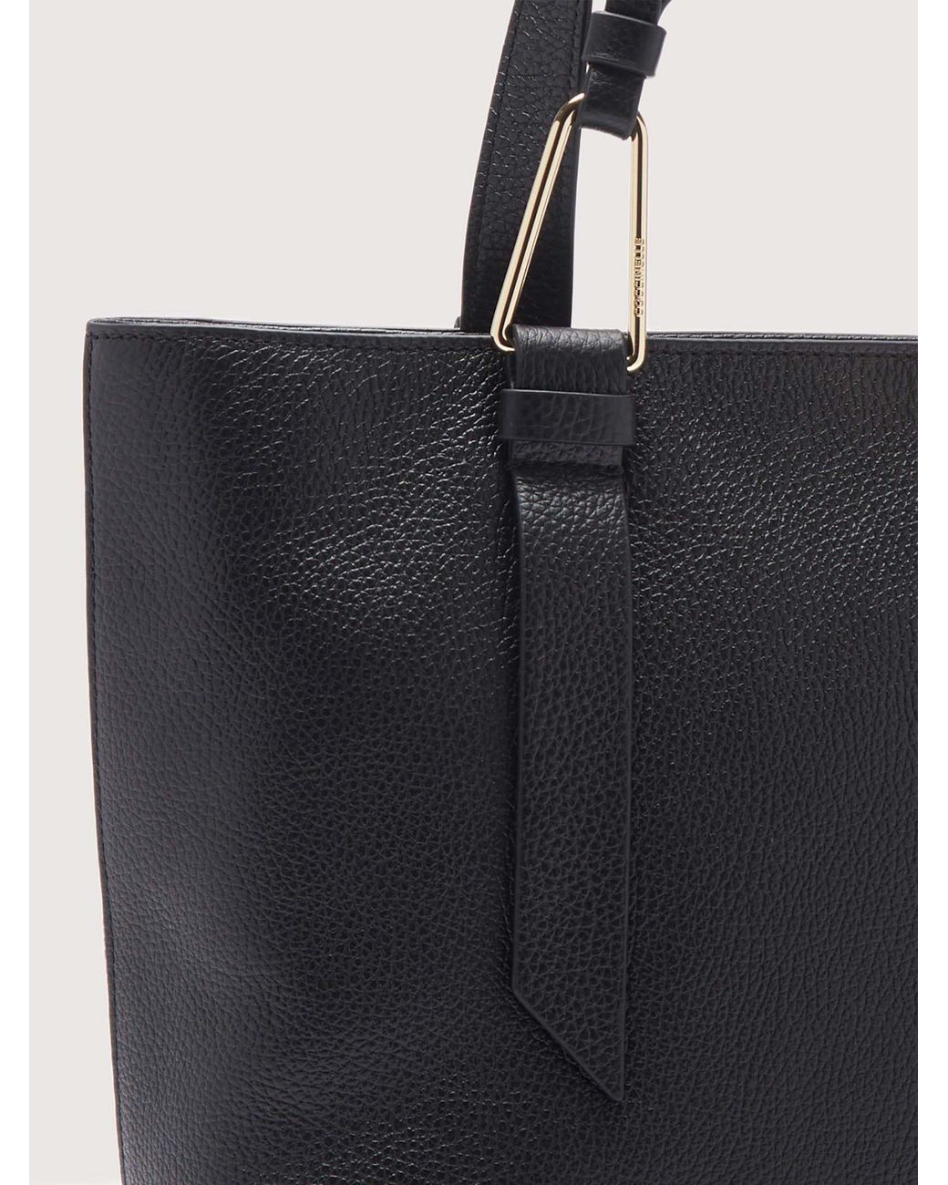 Coccinelle Black Grained Leather Tote Bag Malory Medium
