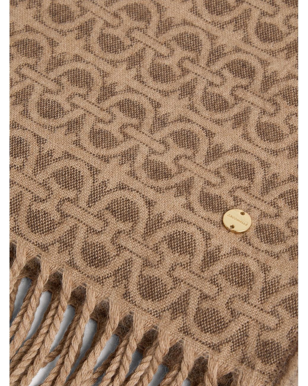 Coccinelle Natural Wool Blend Scarf Monogram