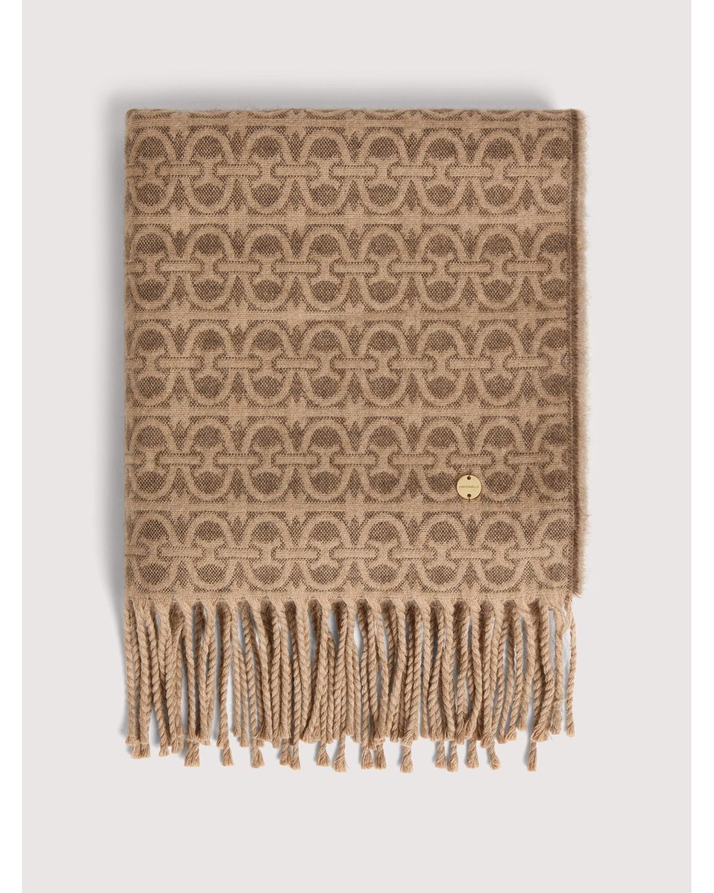 Coccinelle Natural Wool Blend Scarf Monogram