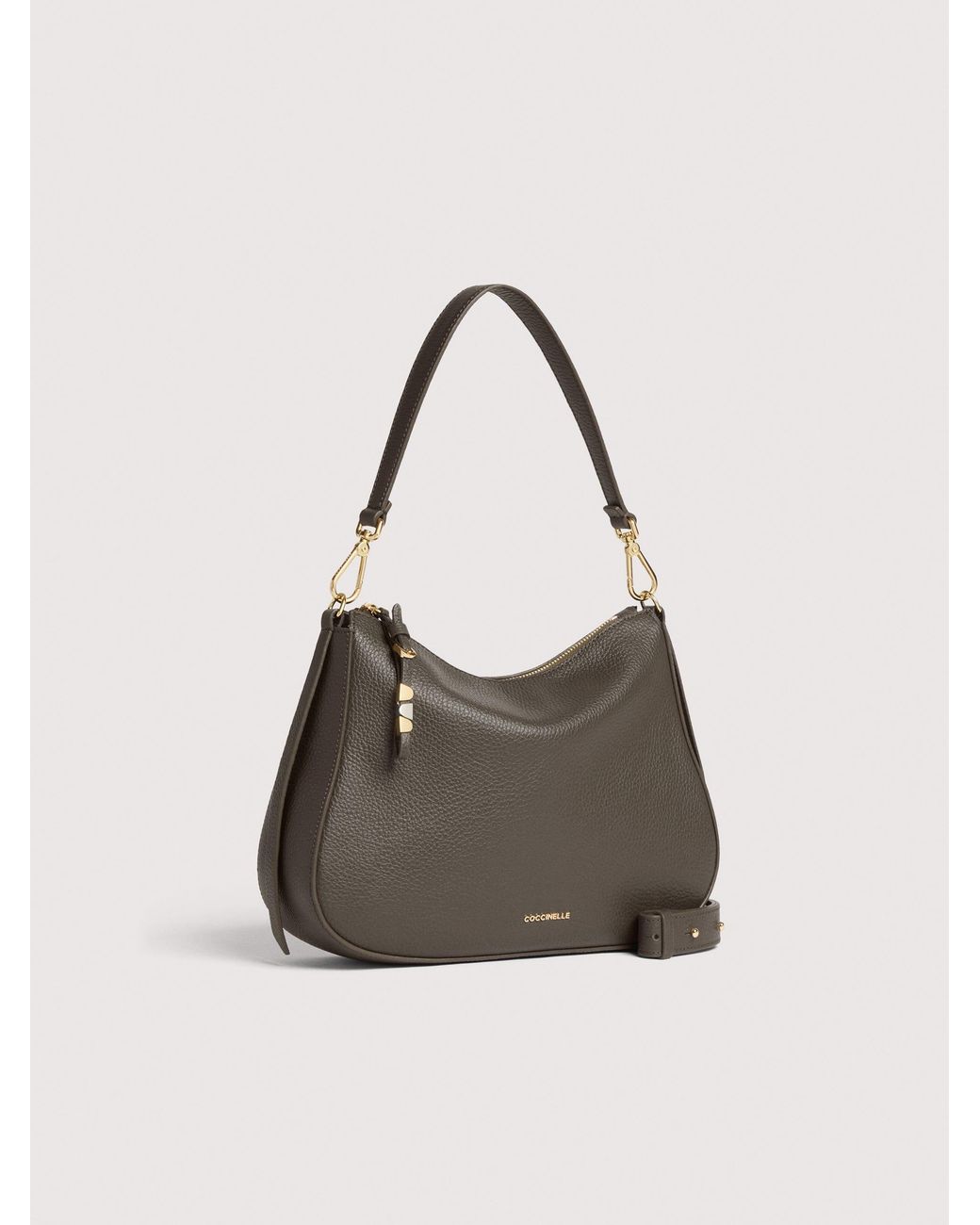 Coccinelle White Grained Leather Hobo Bag Nory Small