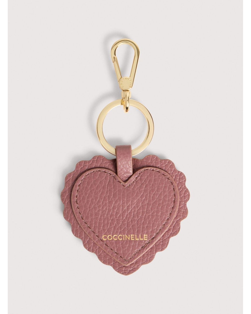 Coccinelle Pink Grained Leather Key Ring Leather Lace