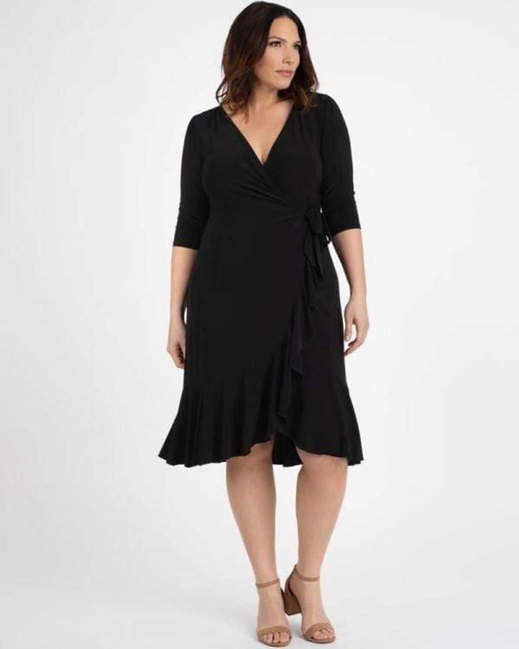 Kiyonna Synthetic Whimsy Wrap Dress in Black - Lyst