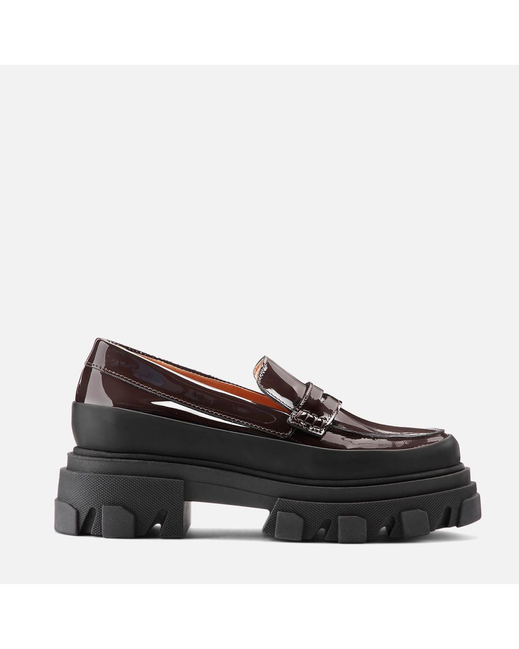 Ganni Patent Leather Loafers in Brown | Lyst
