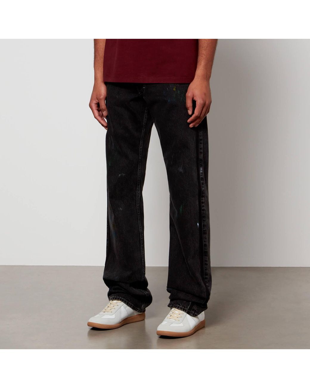 Maison Margiela Paint Detail Denim Jeans in Black for Men | Lyst