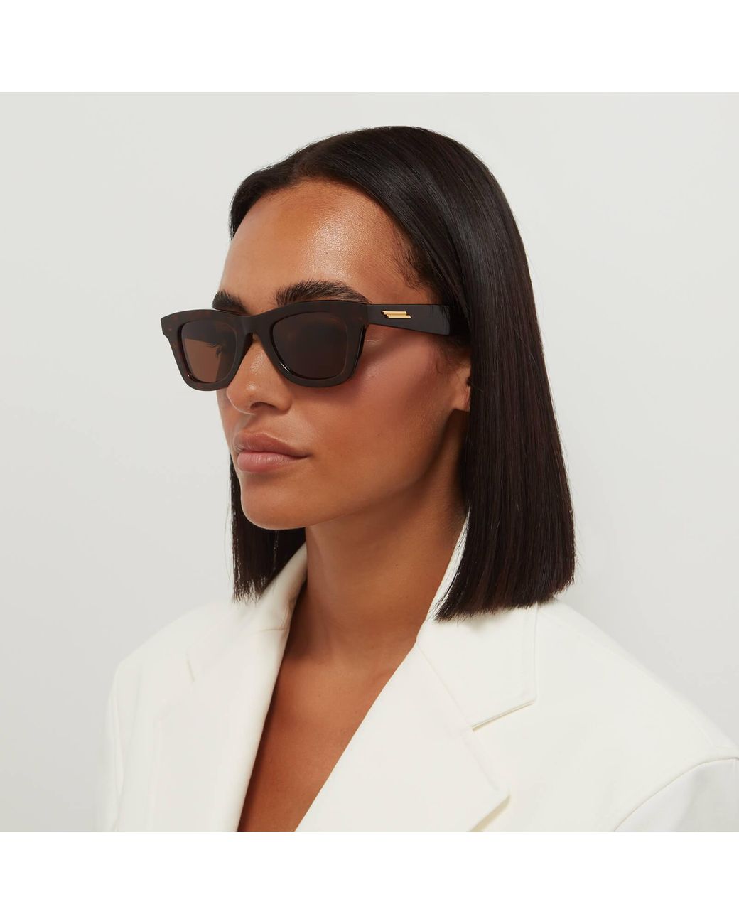 Bottega Veneta Square Frame Acetate Sunglasses in Brown | Lyst