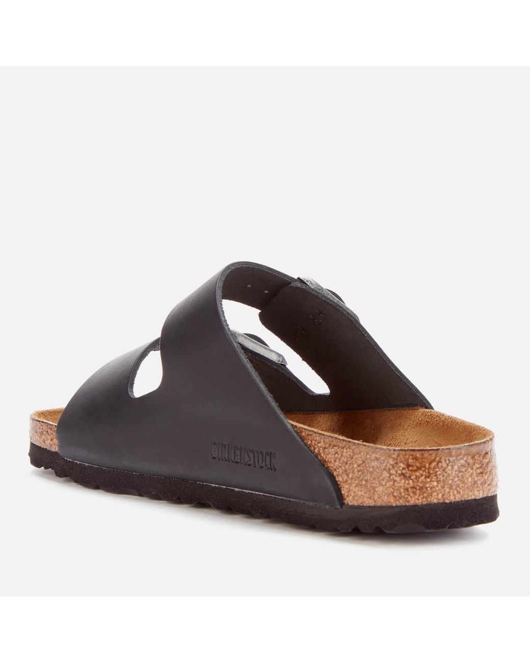 Birkenstock Arizona Slim Fit Oiled Leather Double Strap Sandals in Black -  Lyst