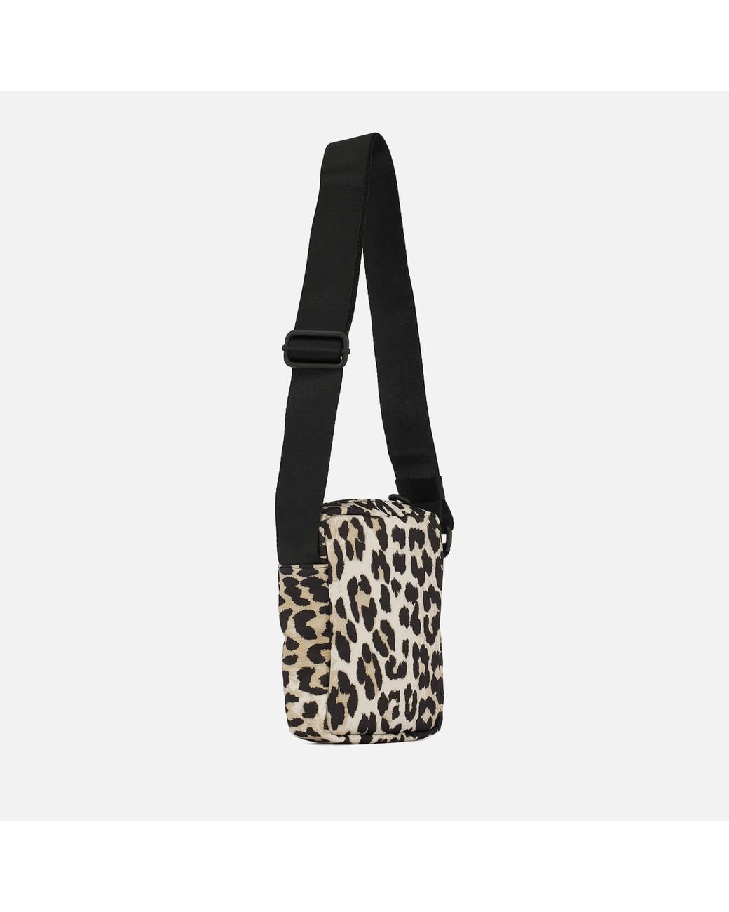 Ganni Leopard Print Recycled Shell Mini Crossbody Bag in Black | Lyst