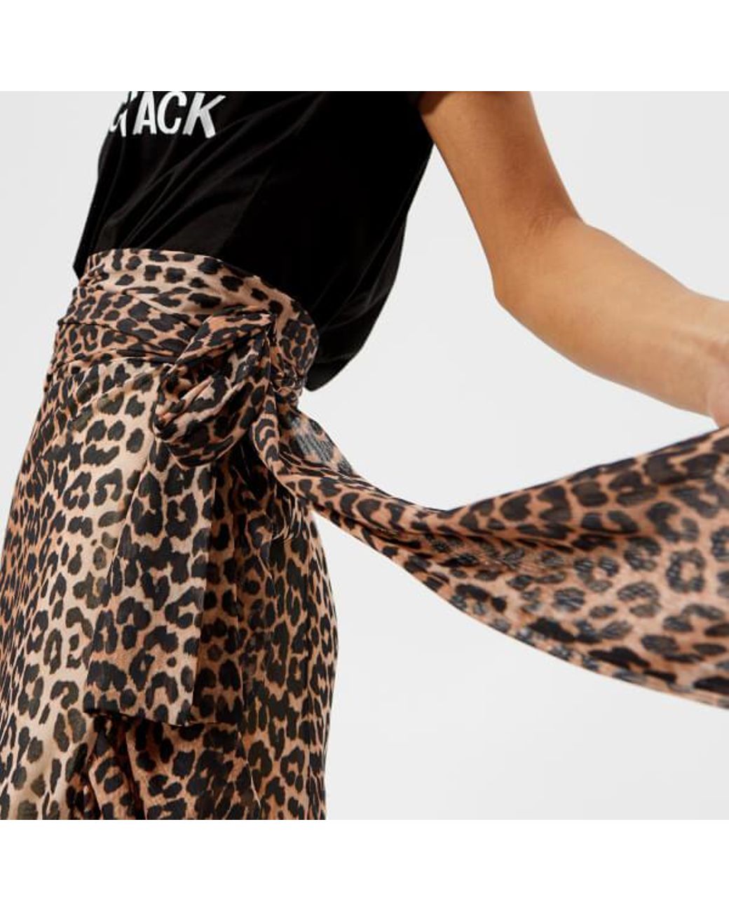 ganni tilden mesh wrap skirt