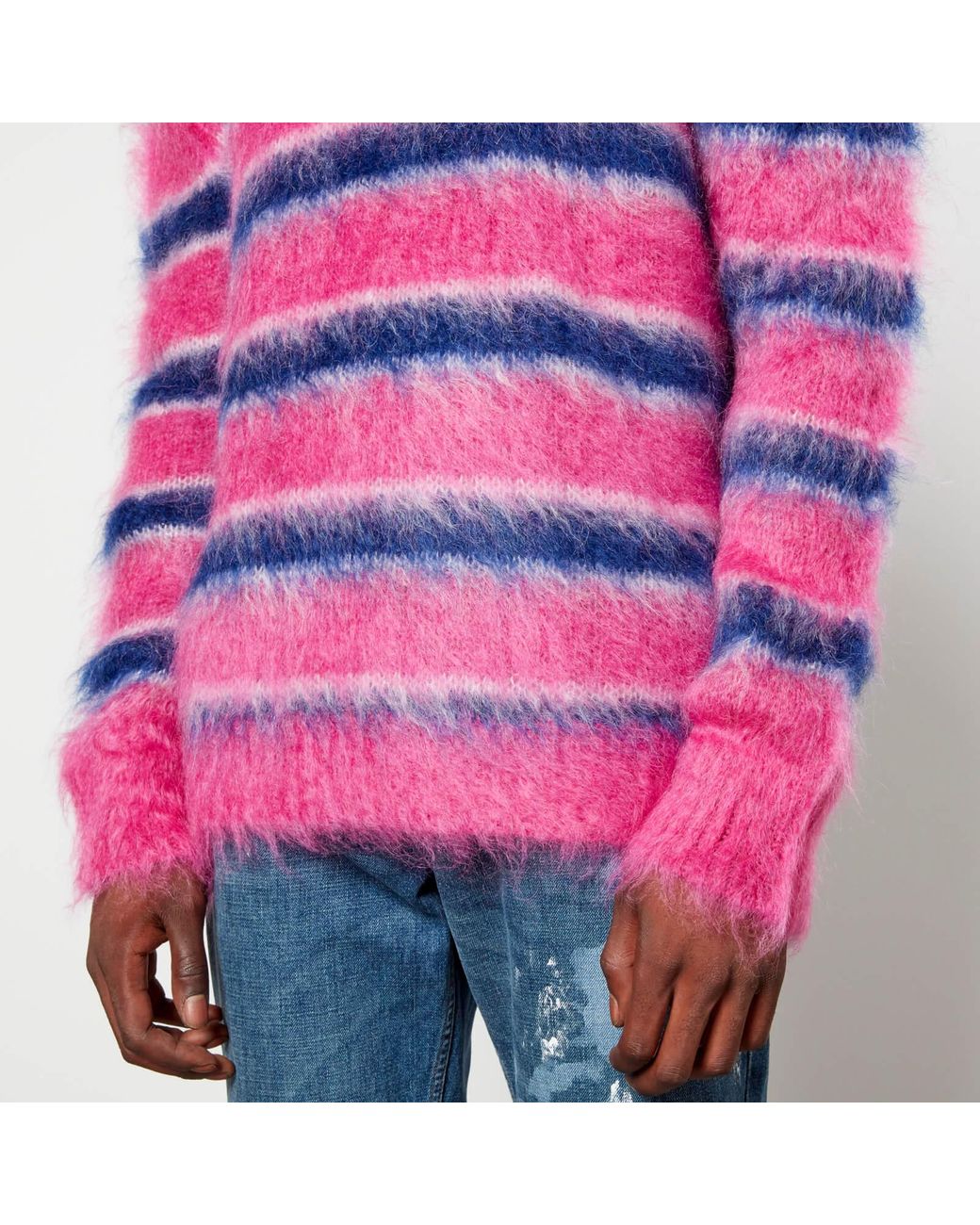 Marni Striped Brushed Intarsia Mohair-blend Jumper in Pink for Men