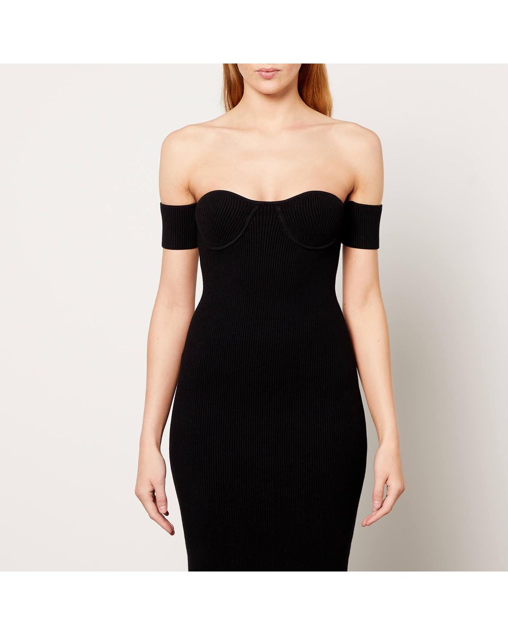 Helmut Lang Contour Midi Pinched Dress in Black | Lyst