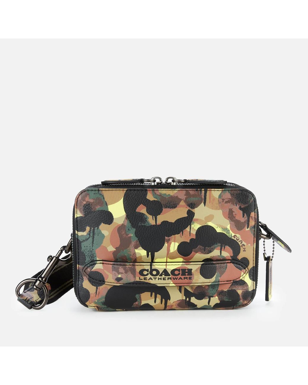 Coach Charter Camo-Coated Pebble Leather Messenger Bag Blue