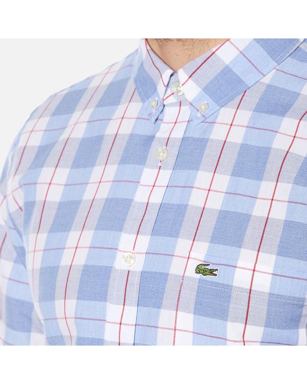 Lacoste Cotton Men's Short Sleeve Check Shirt Methylene/flower Purple for  Men | Lyst Canada