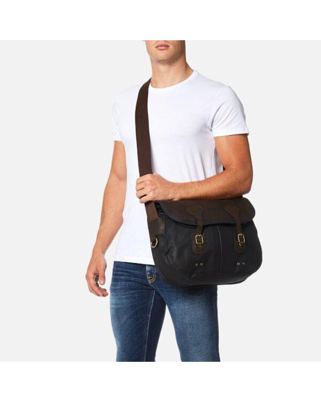 Barbour Men's Wax Leather Terras Bag in Navy (Blue) for Men | Lyst