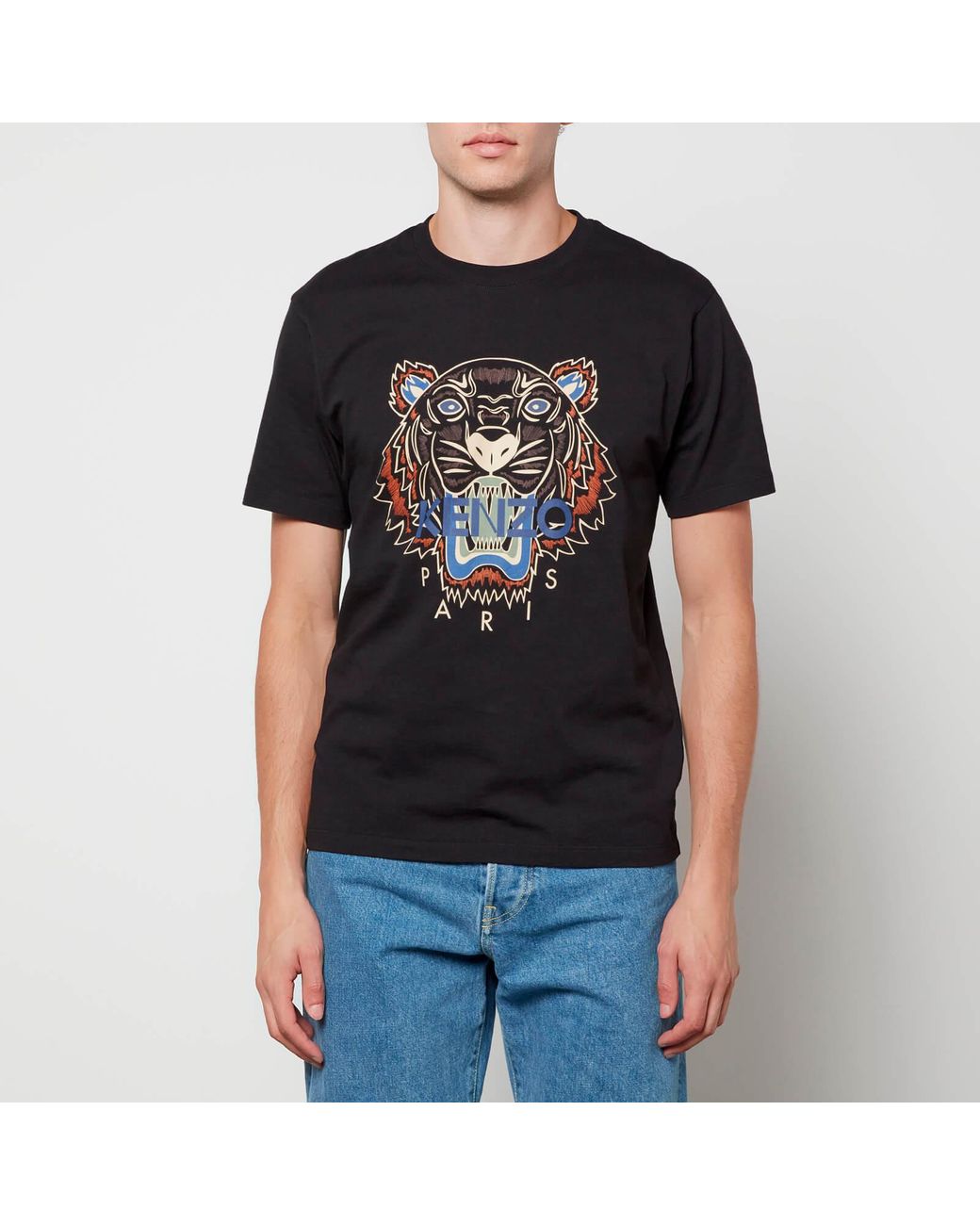 KENZO Tiger Emblem Cotton-jersey T-shirt in Black for Men | Lyst