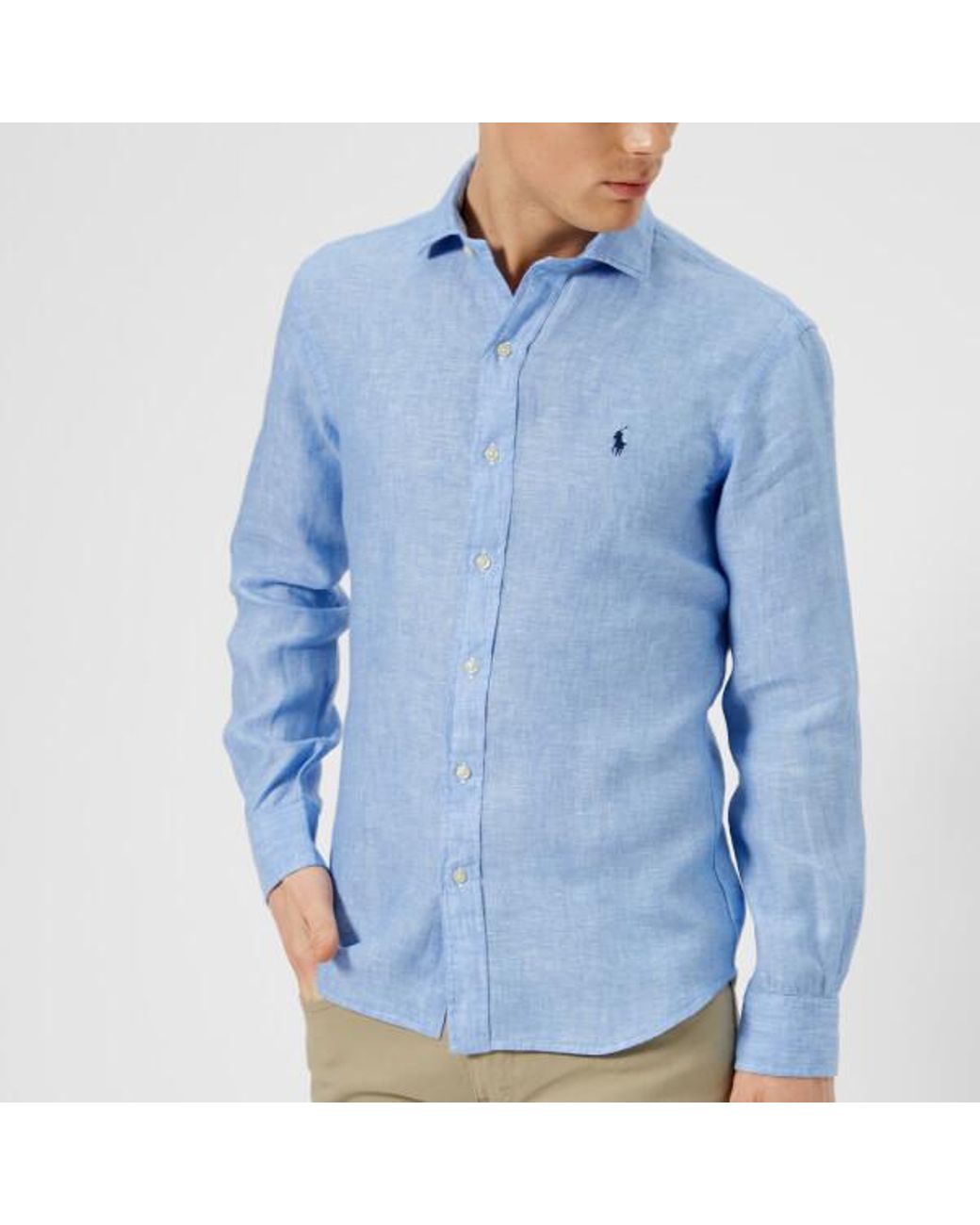 Polo Ralph Lauren Men's Long Sleeve Linen Shirt in Blue for Men | Lyst UK