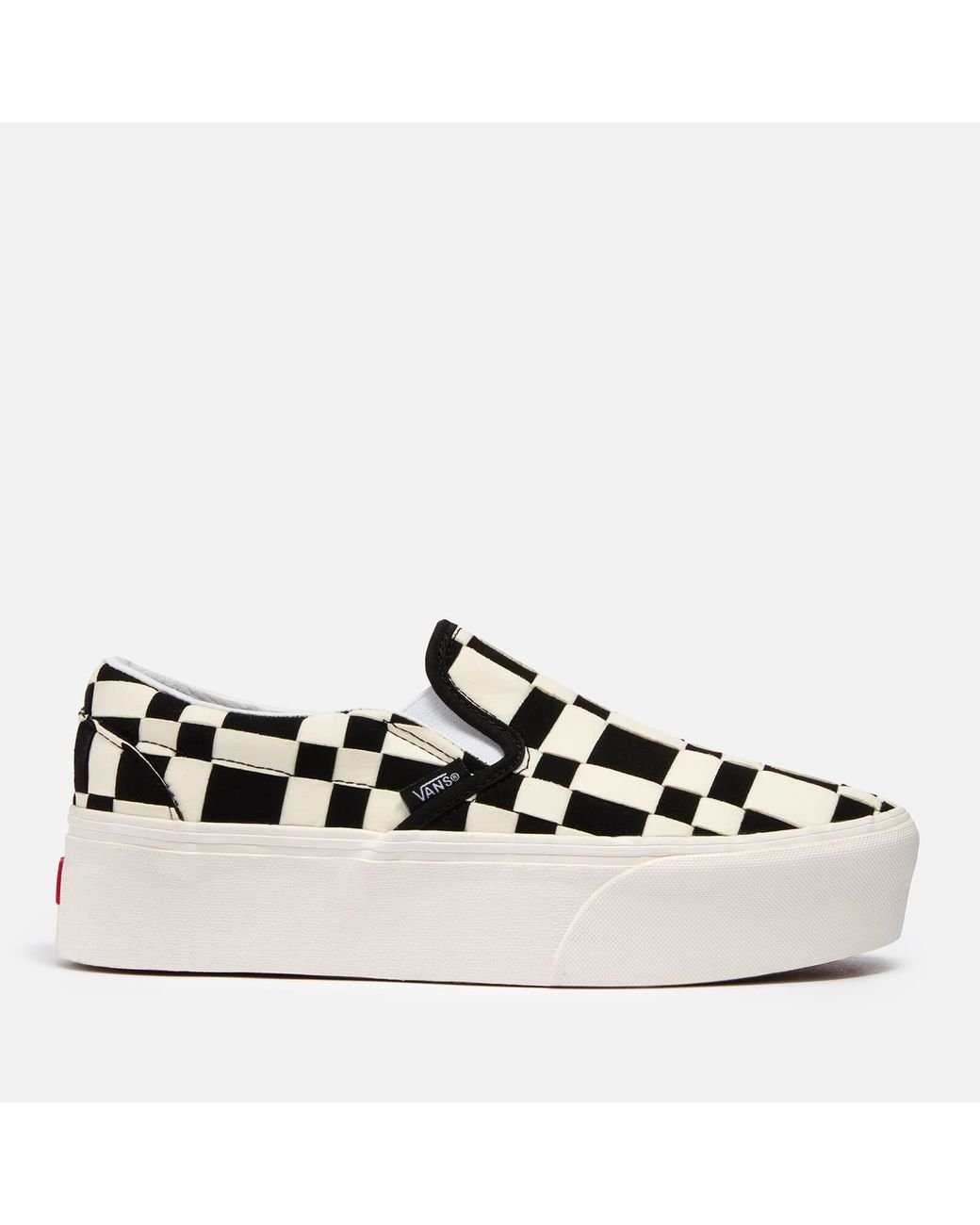 Vans Woven Check Stackform Faux Suede Trainers in Black | Lyst