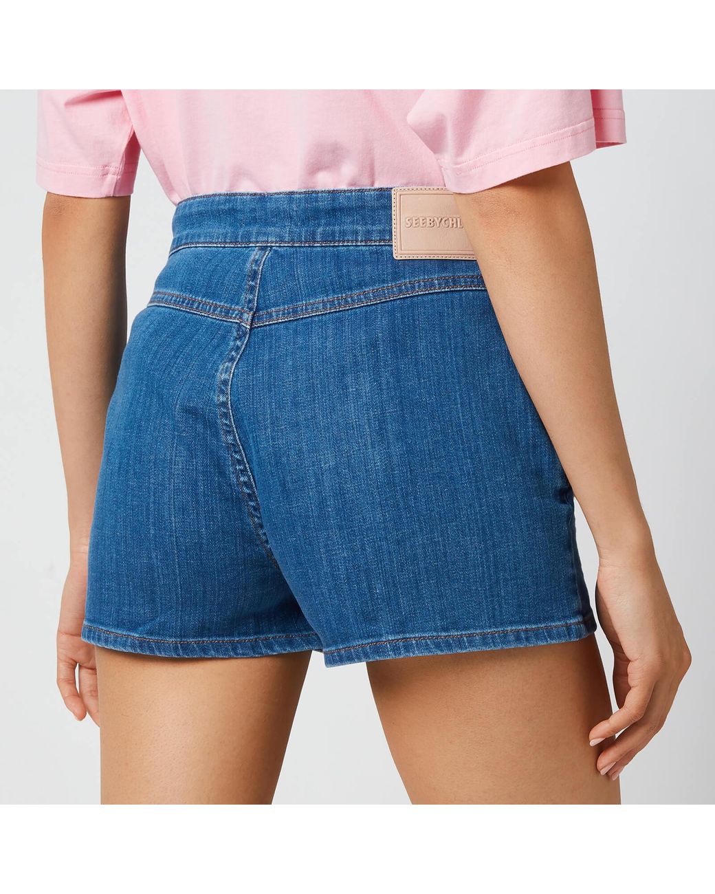See By Chloé Signature Rainbow Denim Shorts in Blue | Lyst