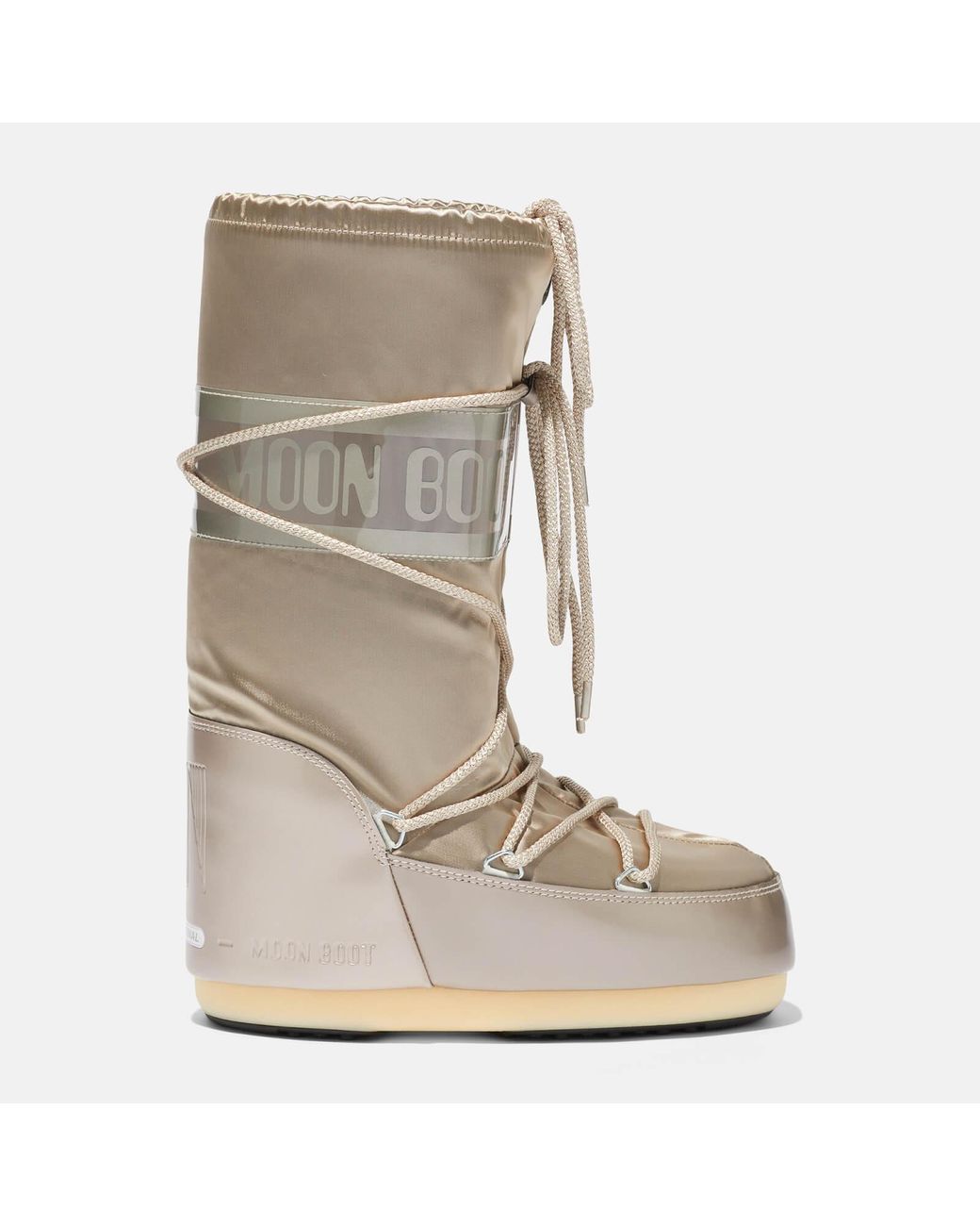 Moon Boot Icon Glance Satin Boots in Natural | Lyst