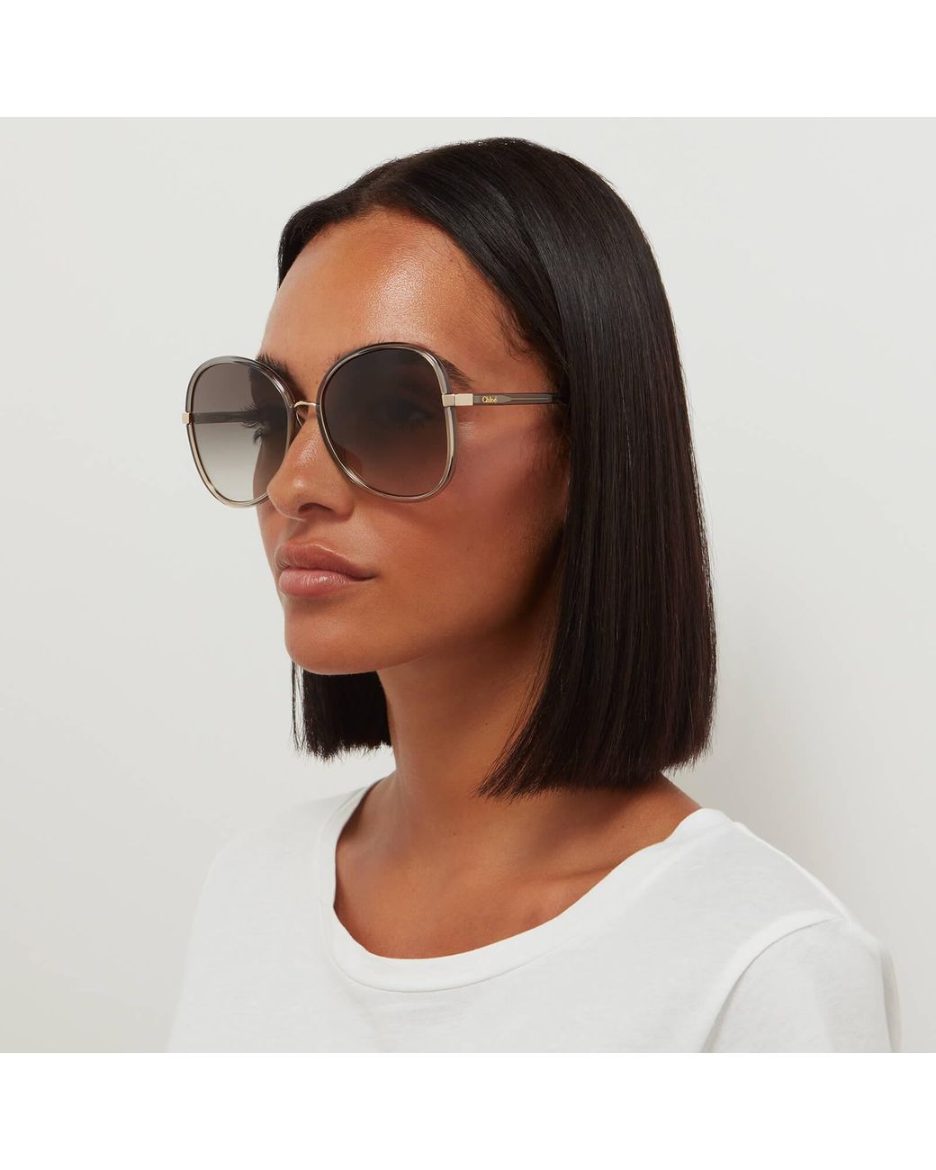 Chloé Oval Oversized Acetate Sunglasses in Gray