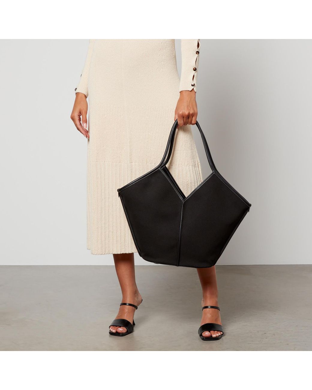 Hereu Calella Leather-trimmed Organic Cotton-canvas Tote Bag in Black