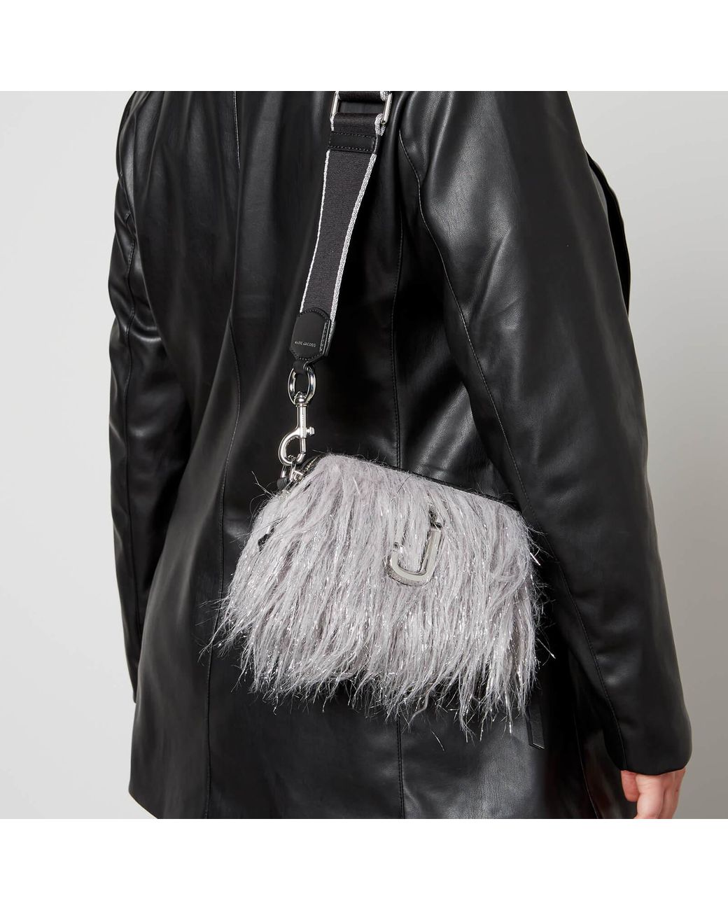 Marc Jacobs The Snapshot Teddy Faux Fur Grey Camera Bag Crossbody Handbag  Purse 