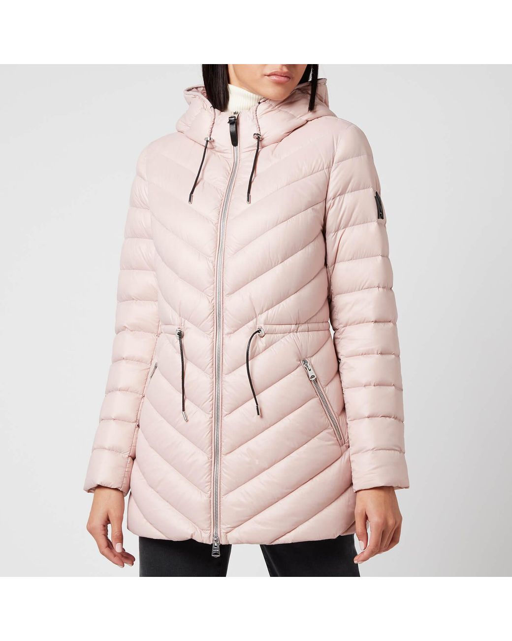 Mackage Leather Tara-rl Hooded Down Jacket in Pink | Lyst