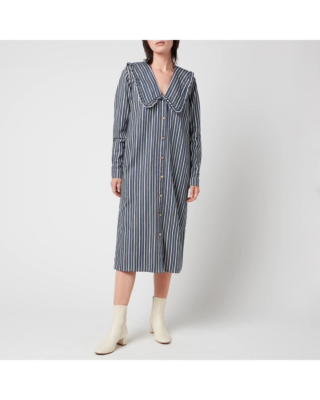 Ganni Mixed Stripe Denim Loose Fit 