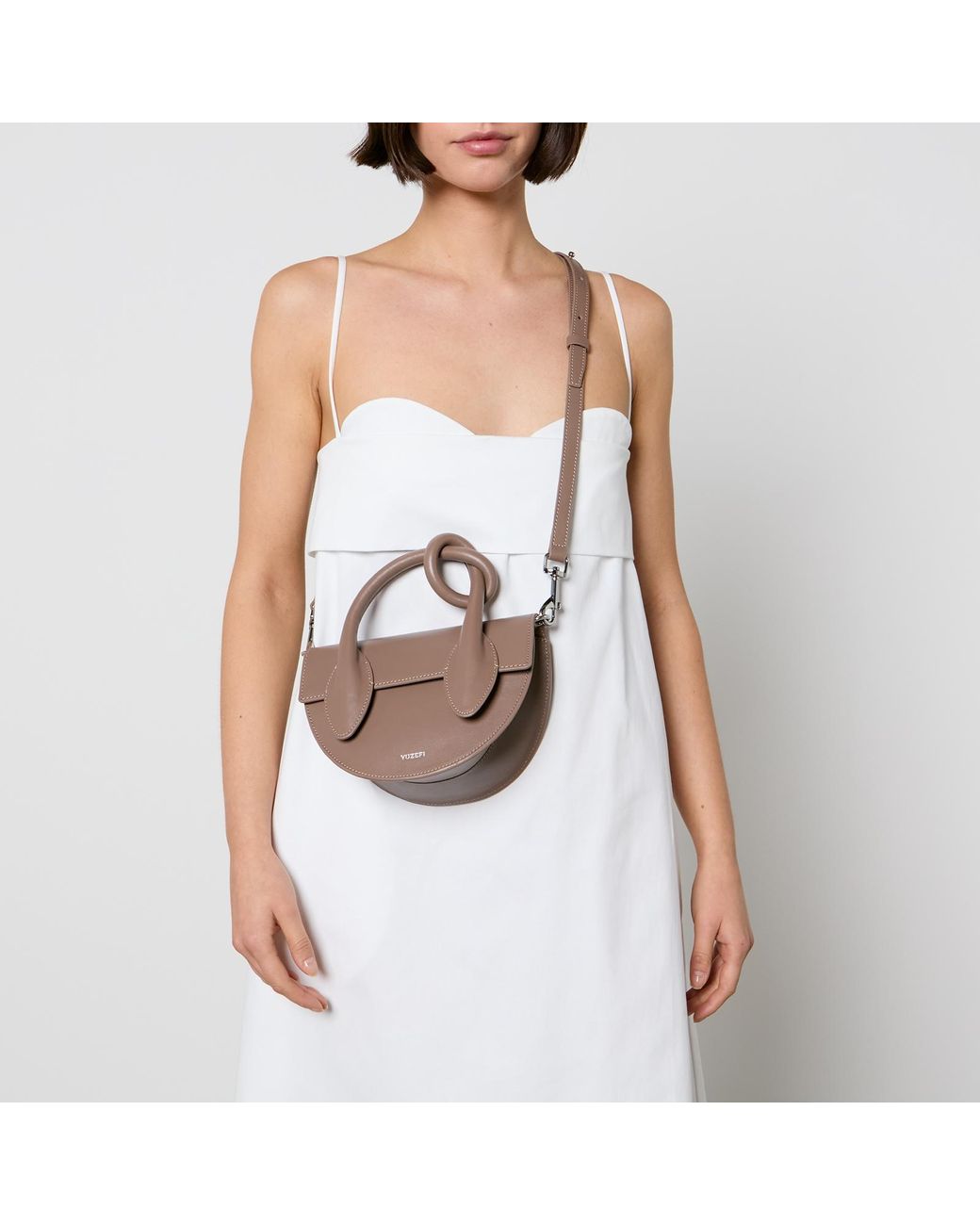 Yuzefi Pretzel Leather Crossbody Bag in Brown | Lyst