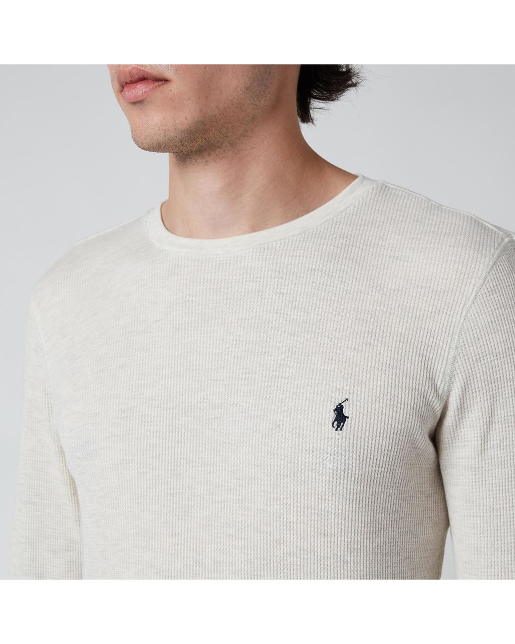 Polo Ralph Lauren Waffle Knit Long Sleeve Top in White for Men | Lyst