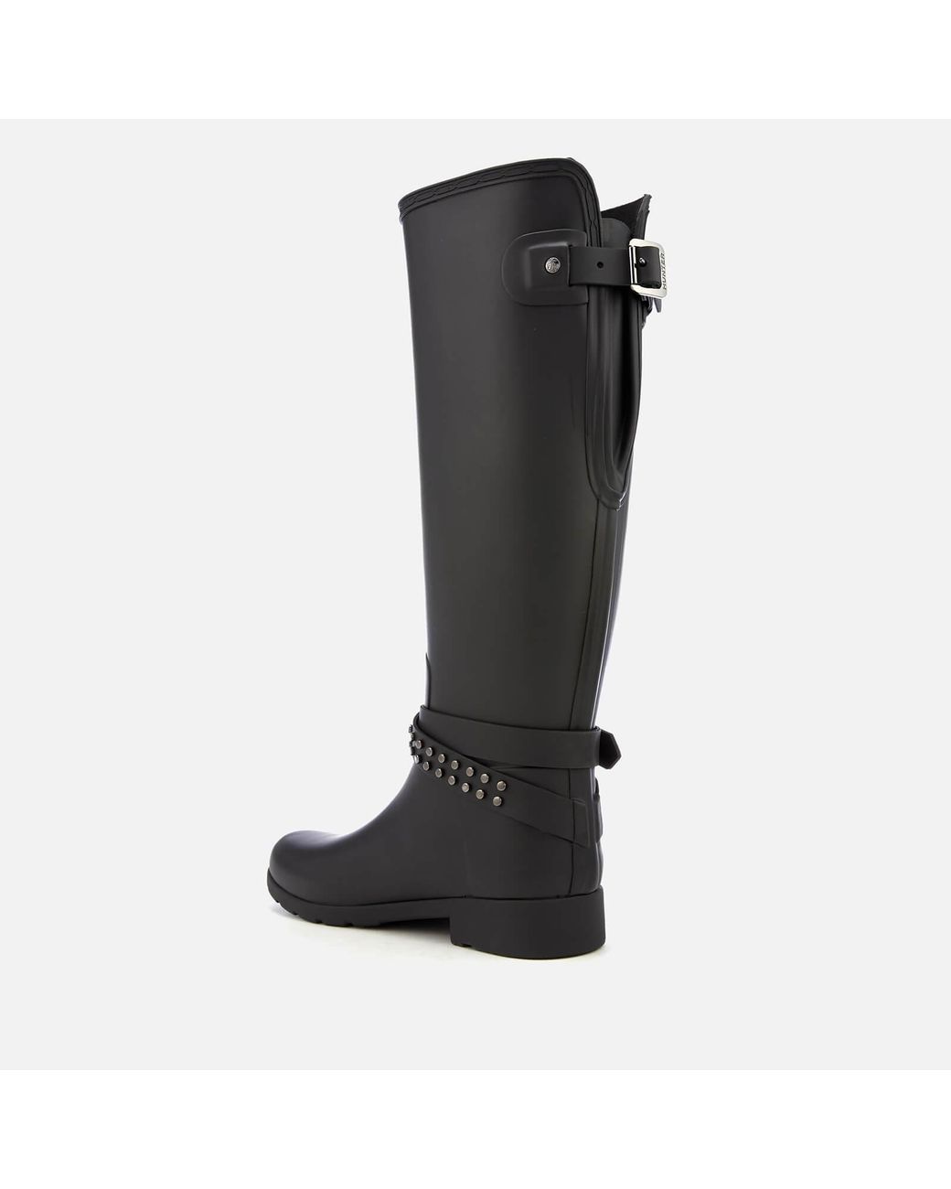 HUNTER Refined Back Adjustable Stud Tall Wellies in Black Lyst UK