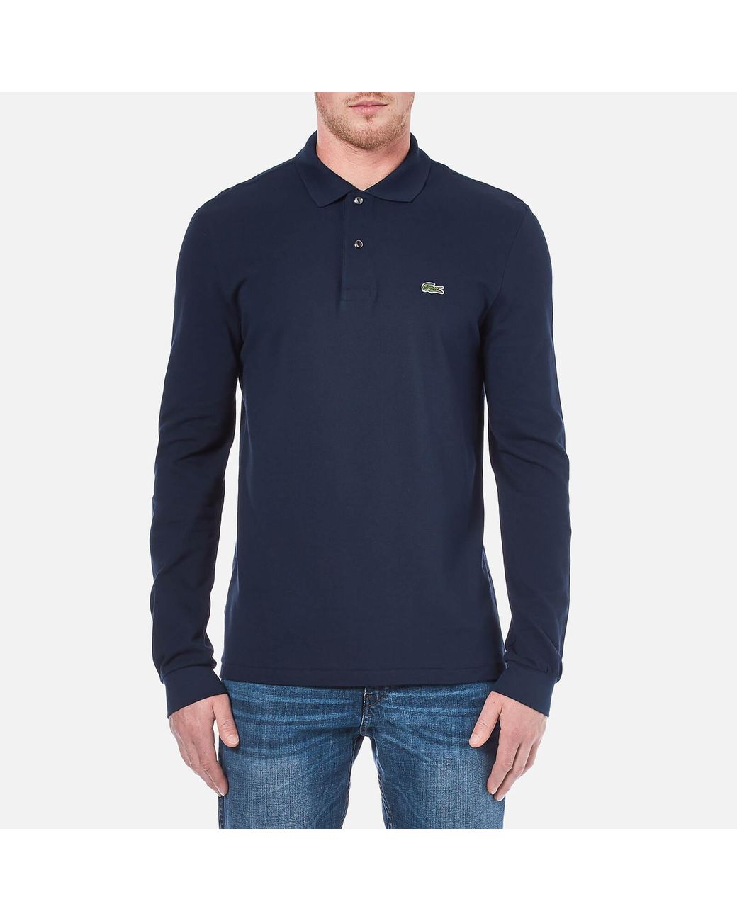 Lacoste Leather Alligator Long Sleeve Polo Shirt in Navy Blue (Blue) for  Men - Save 73% | Lyst